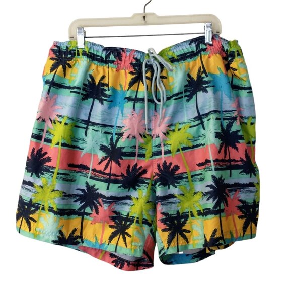 Men's George Colorful Palm Tree Swimming Trunks Size 3XL - Picture 1 of 10